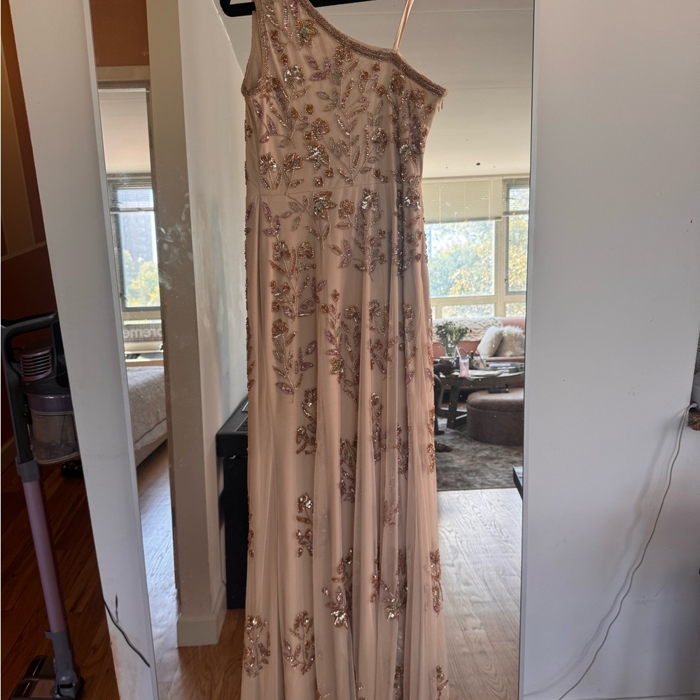 Adrianna Papell Blush Floral One-Shoulder Dress - Picture 5 of 5